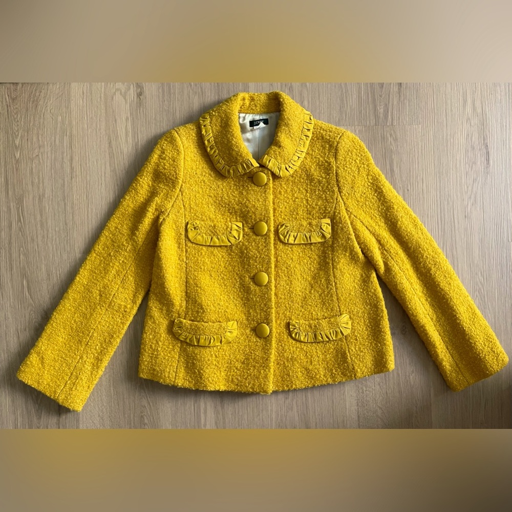 J.CREW YELLOW BOUCLE JACKET, SIZE 4, NWOT
